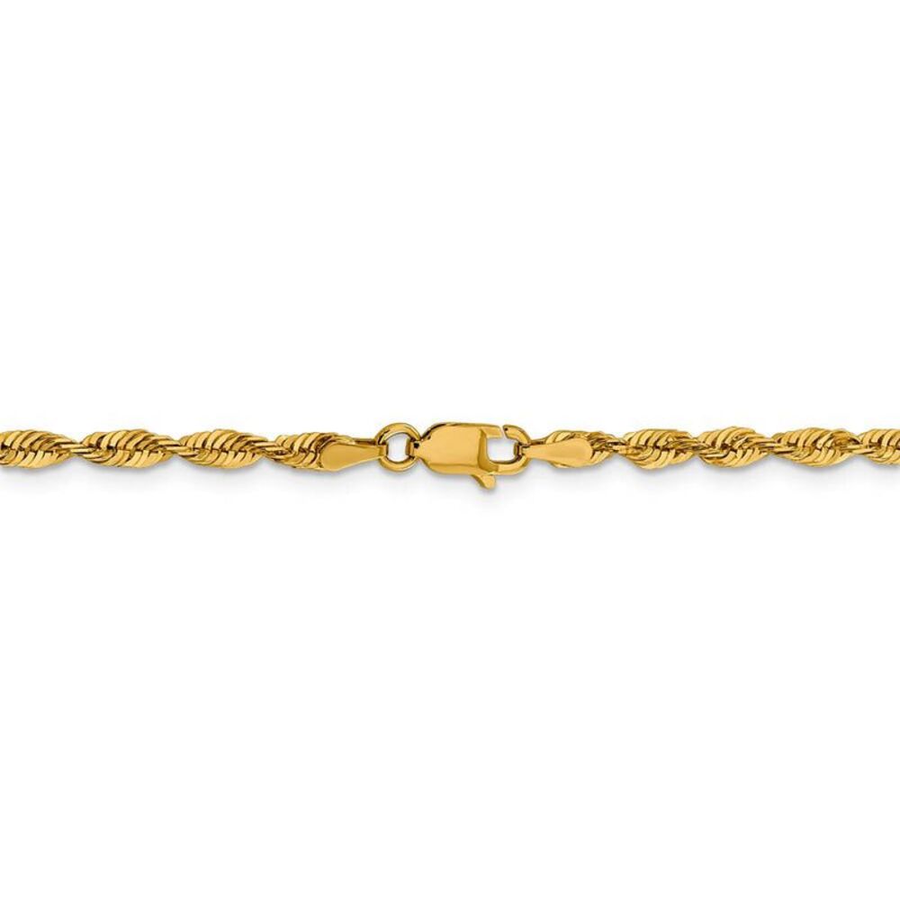 3mm 10k Yellow Gold Diamond Cut Hollow Rope Chain Necklace, 18 Inch - Picture 4 of 8